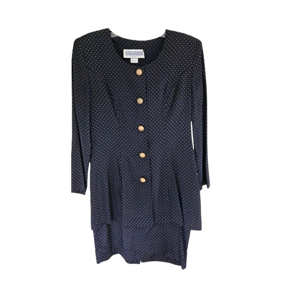 Jessica Howard Vintage Jacket Dress Women's 6 Petite 1980s Secretary Career
